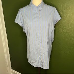 MM Lafleur Vertical Striped Button Up High Low Blouse Sleeveless Size XL